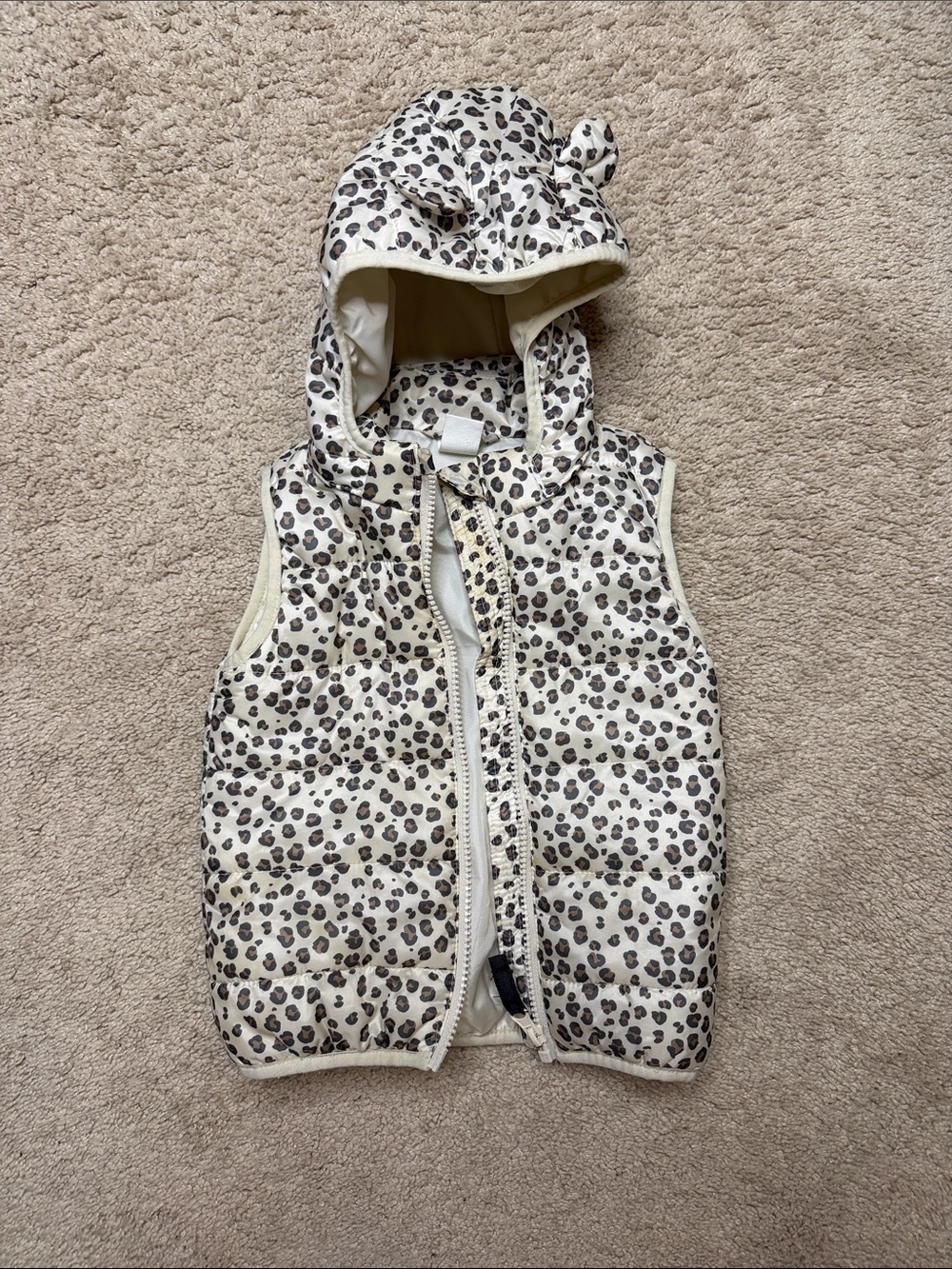 H&M Leopard Print Puffer Vest - Beige & Brown